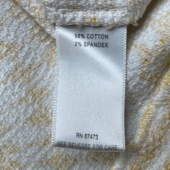 Taylor Brand Sun Dress 4 Yellow Geometric Print Cotton Textured Cutout Shoulders - Picture 12 of 16